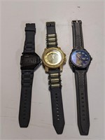 3 Large Face Wristwatches