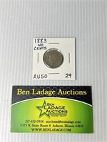 1883 No Cents V Nickel AU50