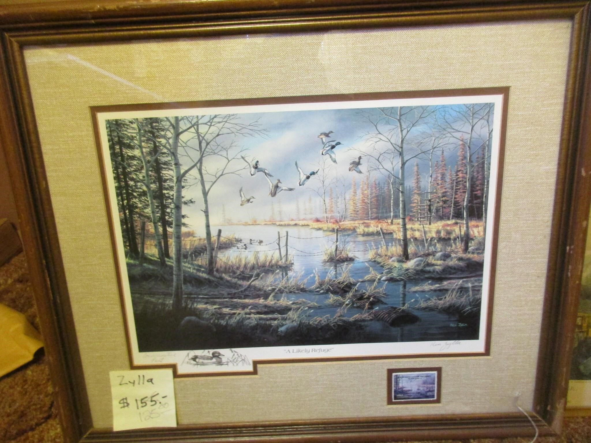 Signed Ken Zylla a likely refuge Duck print