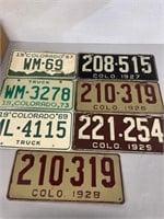 Lot of 7 Vintage Colorado License Plates