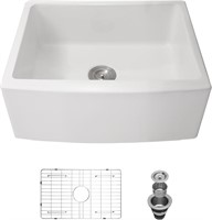 24in White Farmhouse Sink  Ceramic Single Bowl