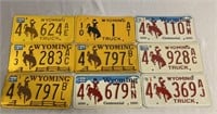 9 Vintage Wyoming License Plates
