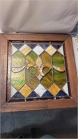 Framed stained glass with small crack 22in x 22in