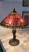 Tiffany style stained glass lamp with brass base