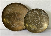 2 Old Chinese Engraved Bowls