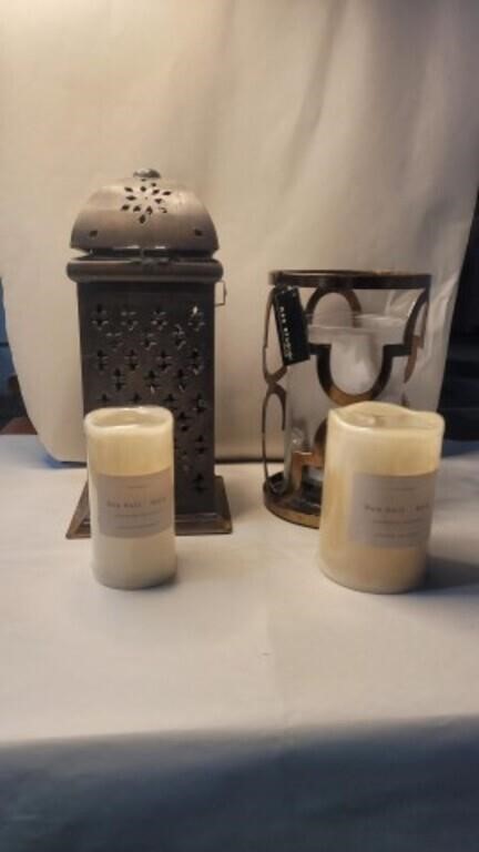 2 decorative lantern and candle holders with
