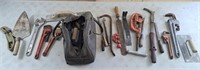 Assortment of tools and a tool bag. Including