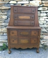 Antique 5 Drawer Chest, on Wheels, Bottom Drawers