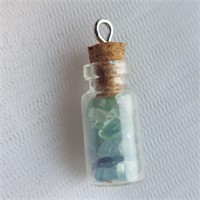 Miniature Bottle of Aquamarine Gemstone
