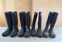 4 pairs of tall rubber boots