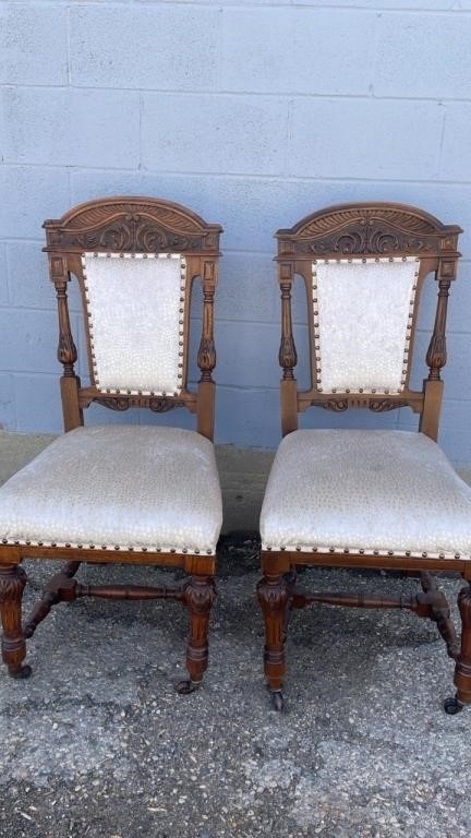 Antique Pair of Carved wood Chairs