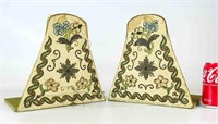 Silkwork Embroidered Antique Bookends