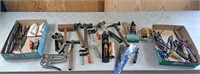 Assortment of tools including planers, hammers,