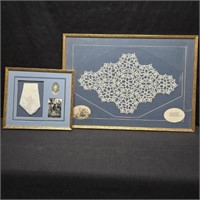 Tatted Lace & Handkerchief Framed in Remeberance