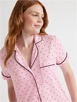 Sz L Pink/Black Polka Dot Joyspun Sleep Shirt A20