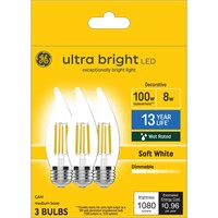 GE Ultra Bright LED Light Bulbs 3pk AZ8