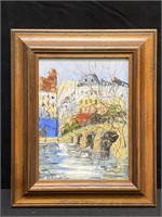 Small Original Painting on Board Paris Scene,