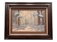 Framed Winter Scene Painting by M Daniel