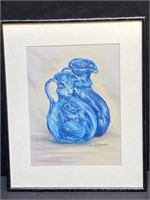 Original Artwork Blue Pitchers by Nona Sperry