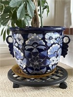 Large Hand Painted Mexican Flower Pot