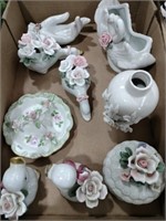 Porcelain with flowers figurines