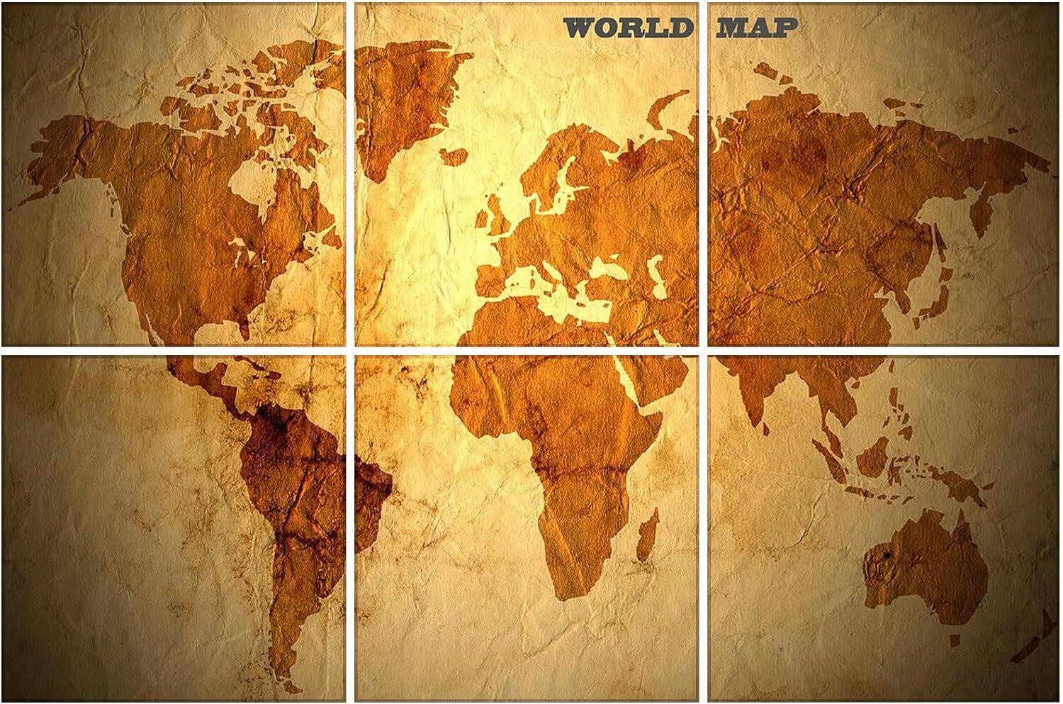 BUBOS Art Panels  72x48in  Vintage World Map