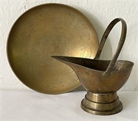 Vintage Brass Mini Ash Bucket & Plate