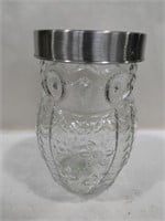 Owl  shaped glass container 7 in