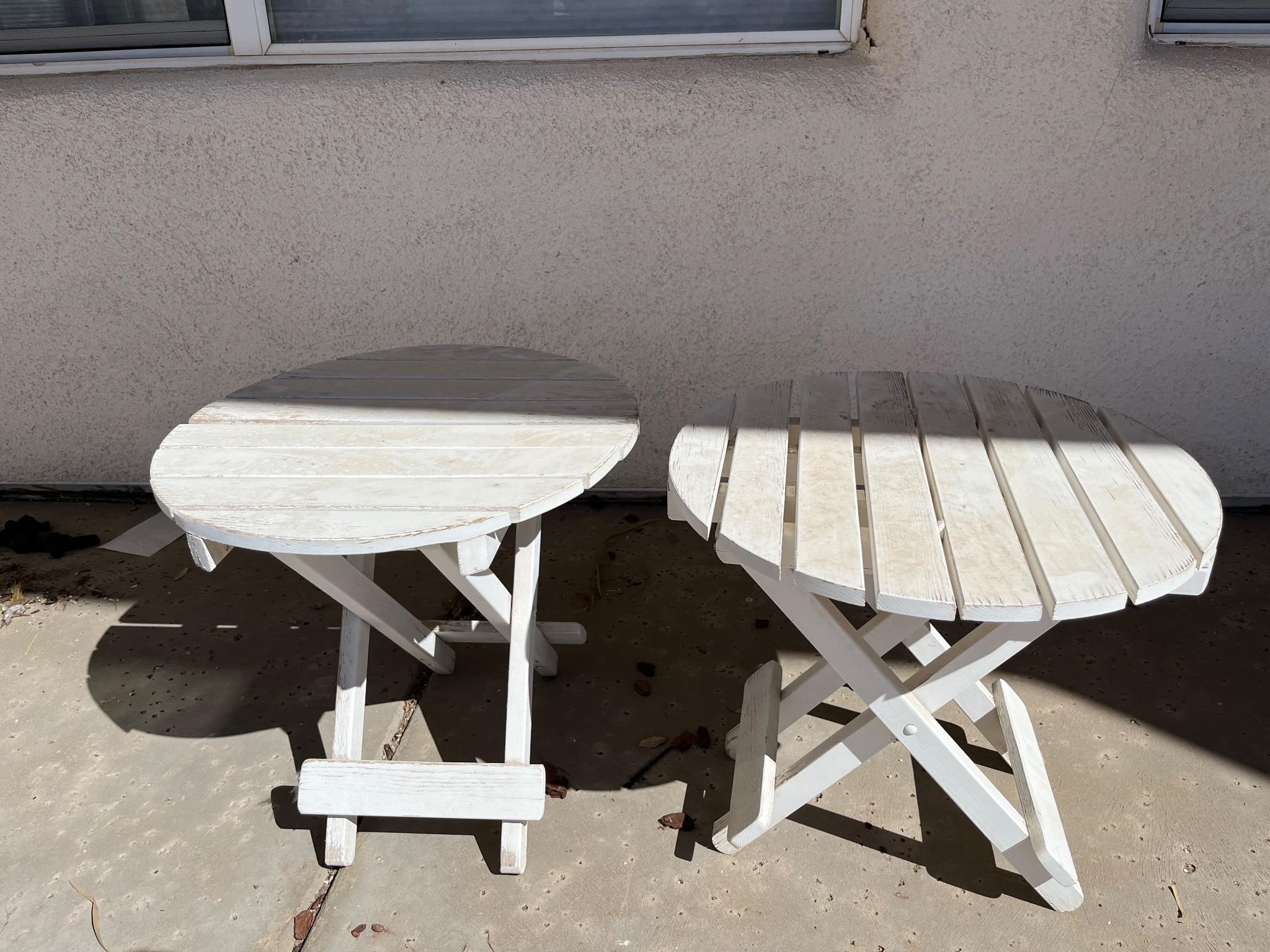 2 Painted Wood Folding Side Tables