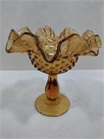 Amber glass dish 6 in