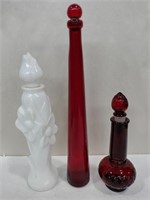3 decanters with stoppers tallest 12 in tall