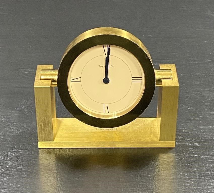 Vintage Tiffany & Co. Swiss Brass Desk Clock
