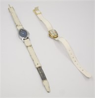 2 SMALL LEATHER WRIST STRAP WATCHES-TIMES, NOBEL