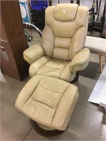 Adjustable Leather Armchair with Ottoman - some