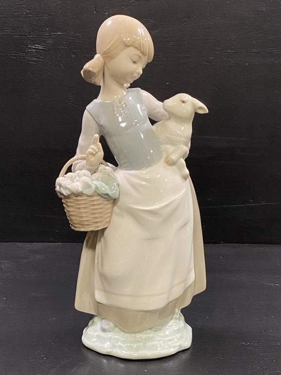 Lladro "Girl w/ Lamb" Porcelain Figurine