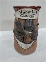 Wyoming cowboy stoneware face mug