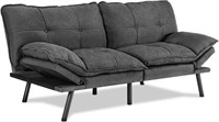 Sweetcrispy Futon Sofa Bed  Linen  Dark Grey