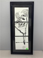 Ballerina sketch art framed to 9x21