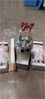 2 porcelain dolls with boxes 1 14in wooden doll