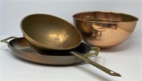 Copper Mixing Bowls and Pans