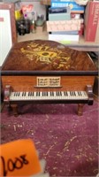 Wooden piano music box 5in tall and 9in long and