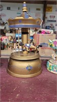 Wooden carousel music box some damage 11in tall