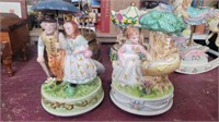 2 lefton musical figurines 7in tall