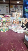 (3) 1 musical carousel and 2 carousel horses