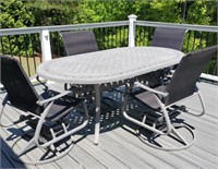 Outdoor Dining Table with Swivel Chairs