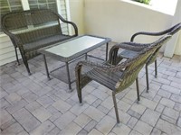 Wicker Sofa with Coffee Table Chairs