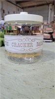The glass Cracker jar 6.5in tall with lid