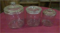 (3) Vintage Glass Candy / Cookie Jars w/ Lids