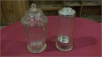 Vntg Apothecary Glass Candy Jar & Straw Dispenser