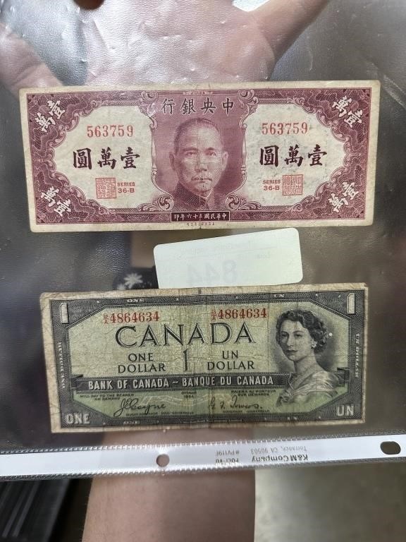 2PC FOREIGN CURRENCY NOTES CANADA / CHINA